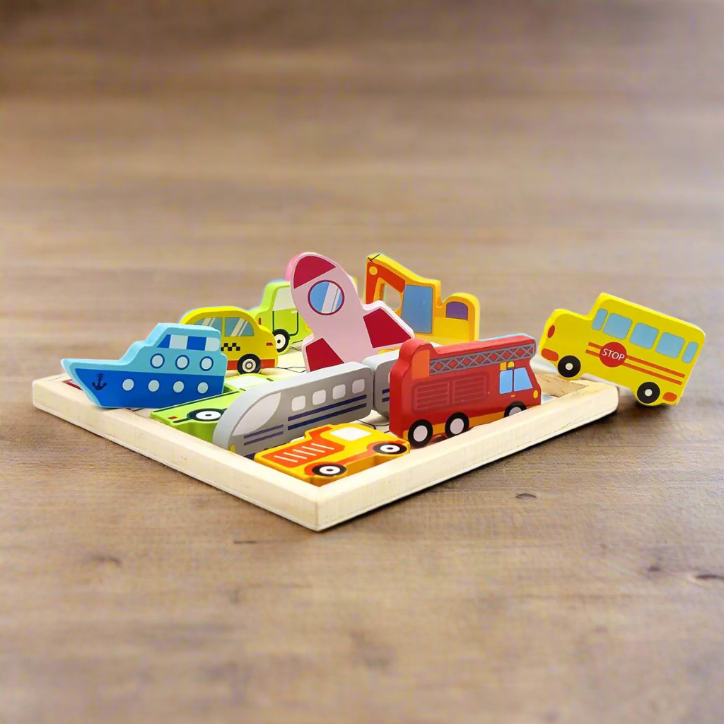 Wooden Puzzle tray - vehicles - Image 3