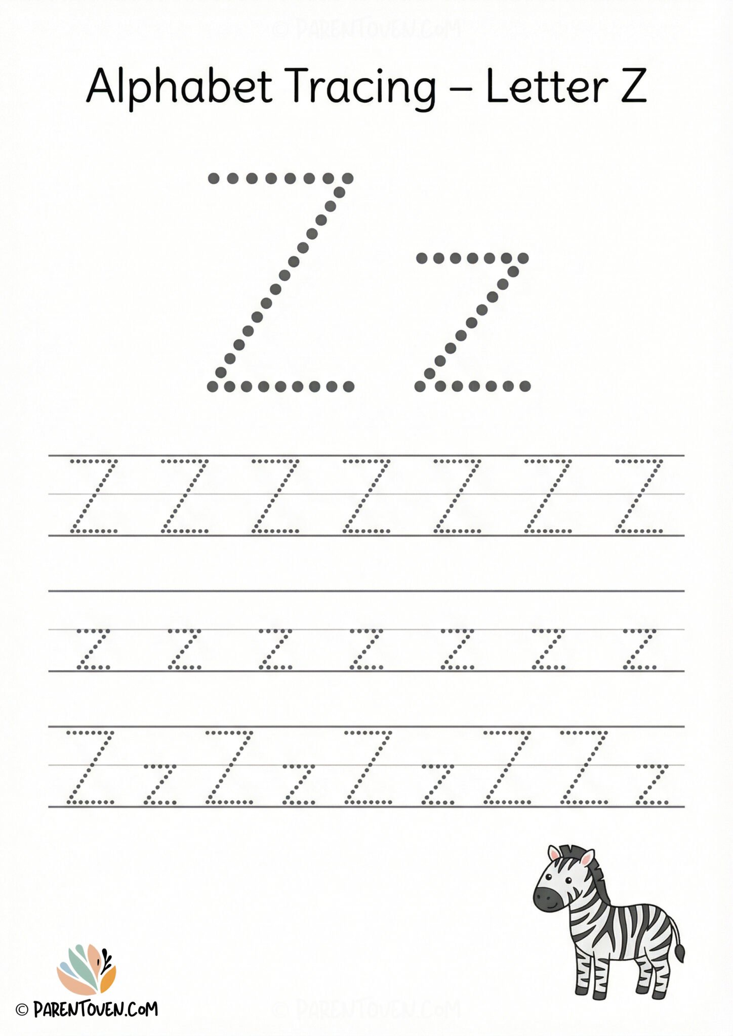 Free Letter Z Tracing Worksheet (PDF) – Preschool & Kindergarten – Free ...