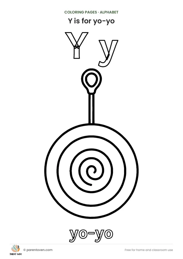 Y is for yo-yo coloring page