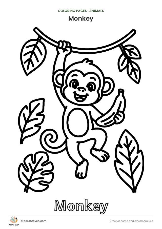 Monkey coloring page