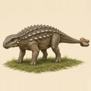 Illustration of an armoured Ankylosaurus with a tail club