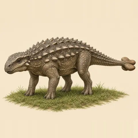 Illustration of an armoured Ankylosaurus with a tail club