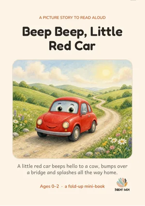 Cover of the Beep Beep, Little Red Car printable foldable mini-book