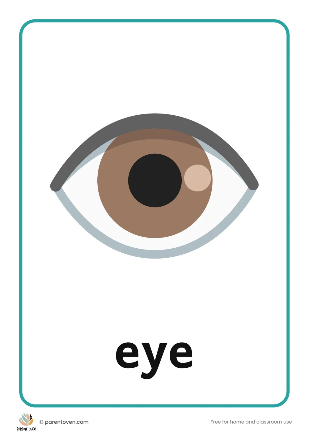 Body Parts flash cards: one big card per page