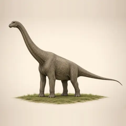 Illustration of a Brachiosaurus with a very long neck held high