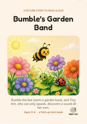 Cover of the Bumble’s Garden Band printable foldable mini-book