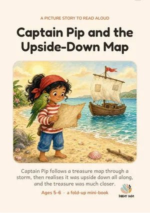 Cover of the Captain Pip and the Upside-Down Map printable foldable mini-book