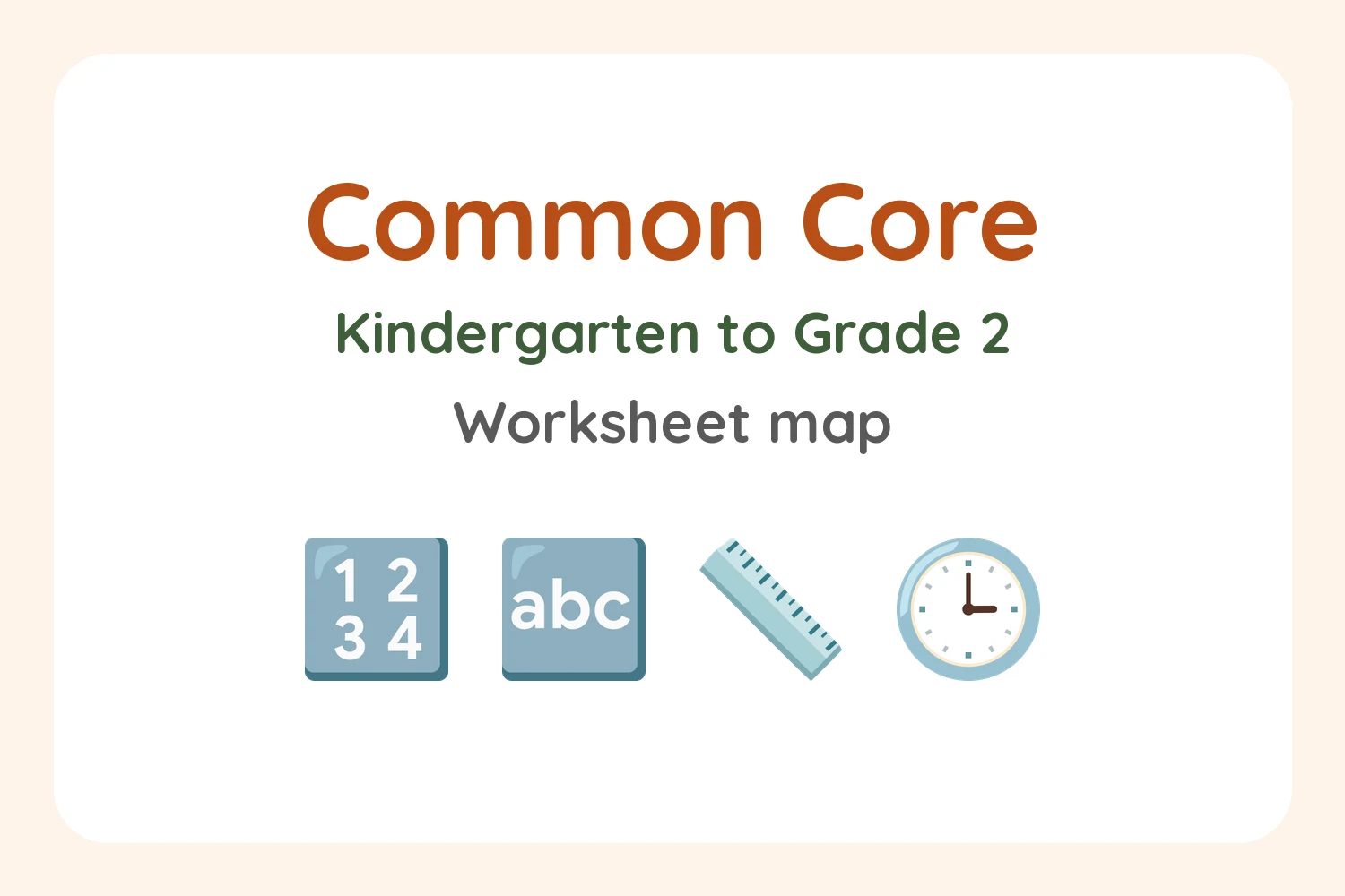 Common Core kindergarten to grade 2 worksheet map