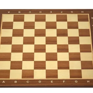 A wooden chessboard with light and dark squares