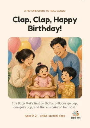 Cover of the Clap, Clap, Happy Birthday! printable foldable mini-book