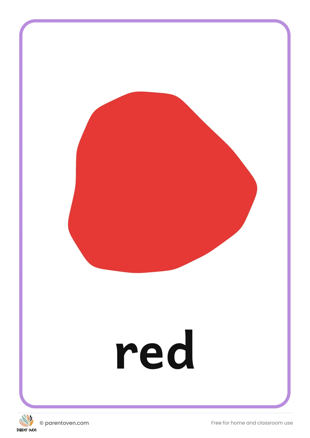 Colours flash cards: one big card per page