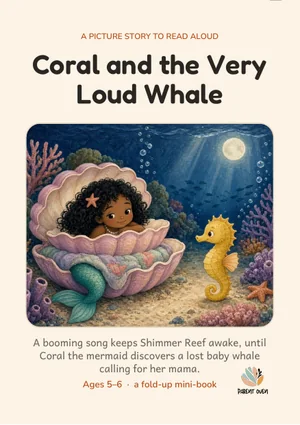 Cover of the Coral and the Very Loud Whale printable foldable mini-book