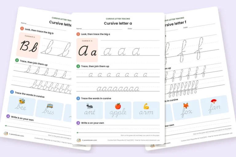 Cursive letter tracing worksheets