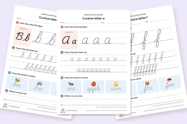 Cursive letter tracing worksheets