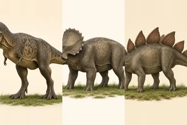 Dinosaur Quiz: Can your child spot a Stegosaurus by its back plates, or a Triceratops by its three