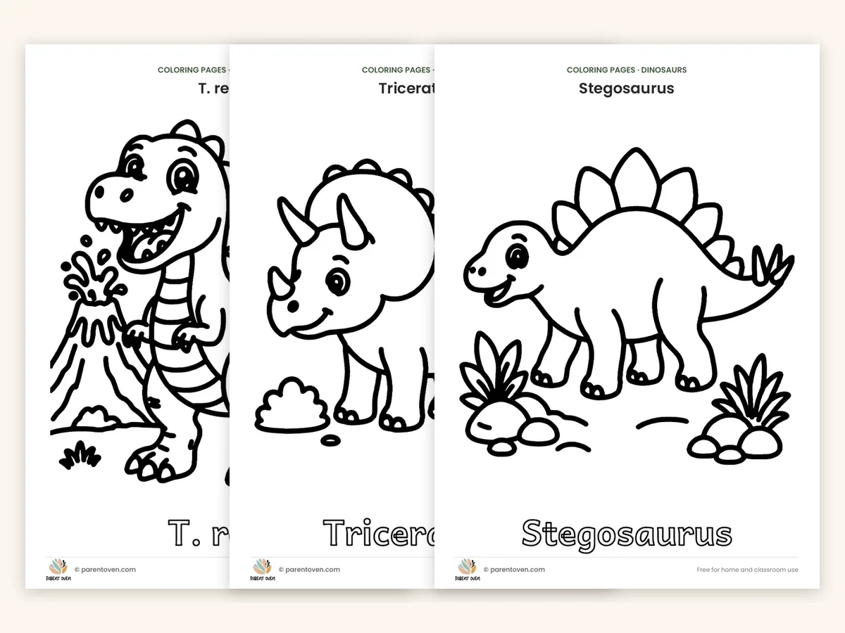 Dinosaur Coloring Pages: sample pages
