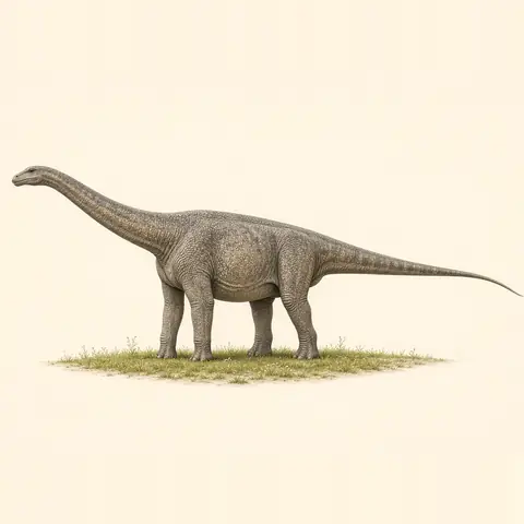 Illustration of a long Diplodocus with a long neck and tail