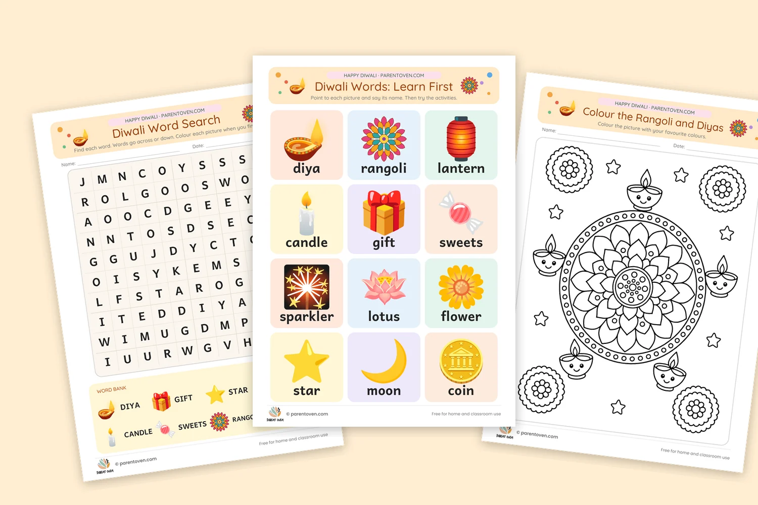Diwali worksheets for kids