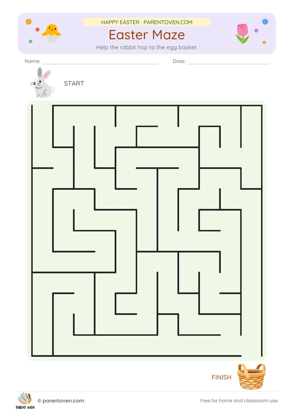 Printable Easter worksheet: Easter maze