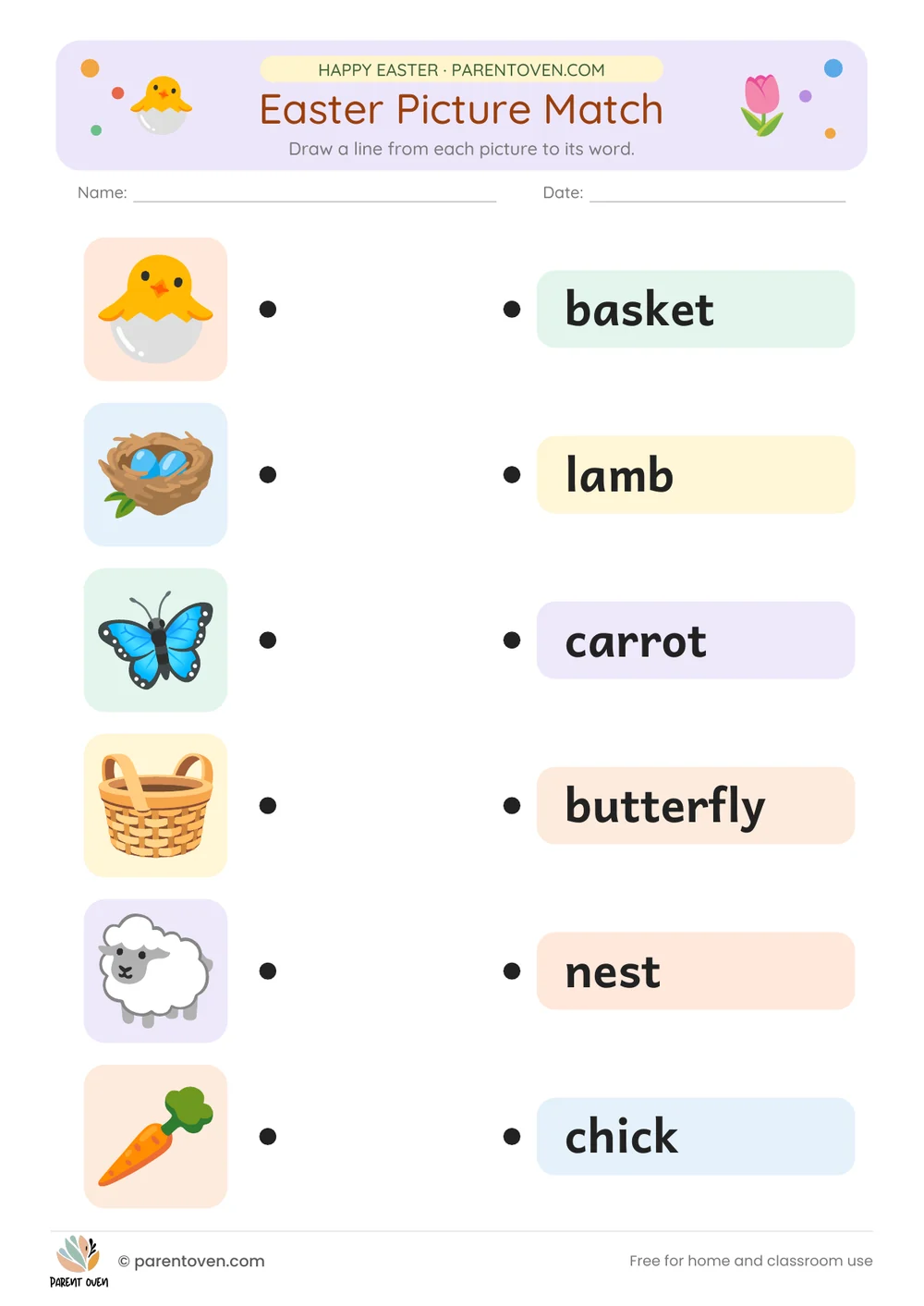 Printable Easter worksheet: Easter picture match