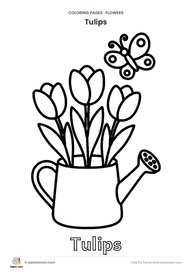 Tulips coloring page