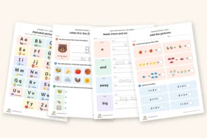 Free worksheet bundles hero.webp: sample worksheet pages