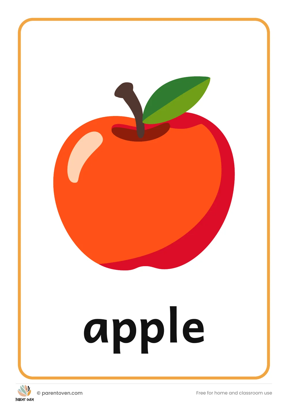 Fruits flash cards: one big card per page
