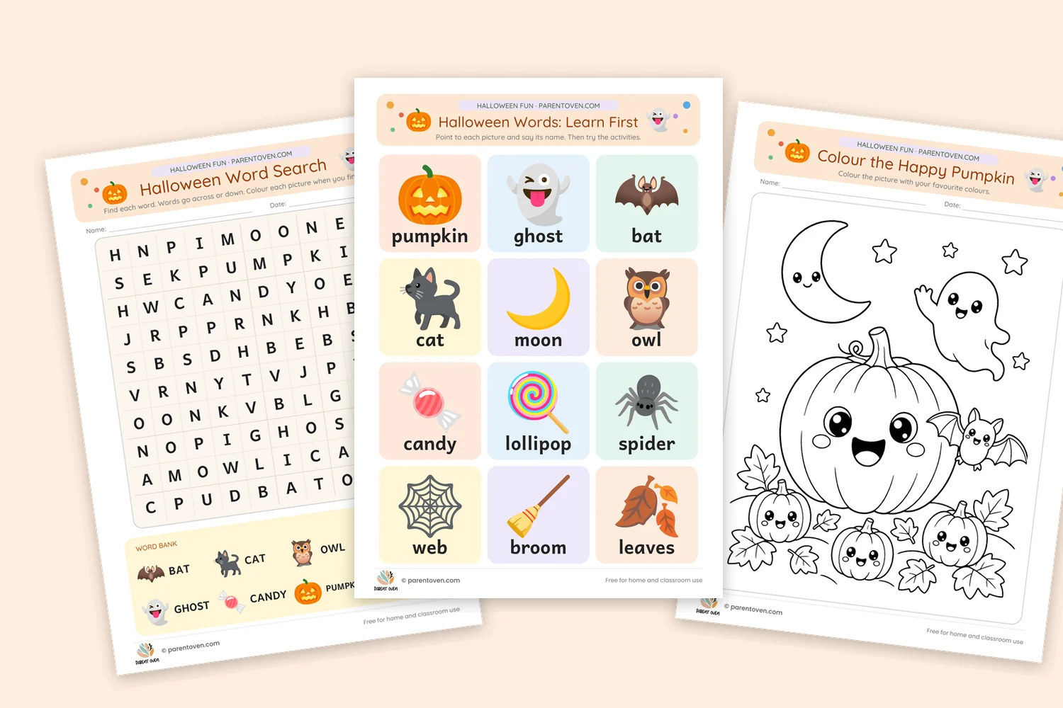Halloween worksheets for kids