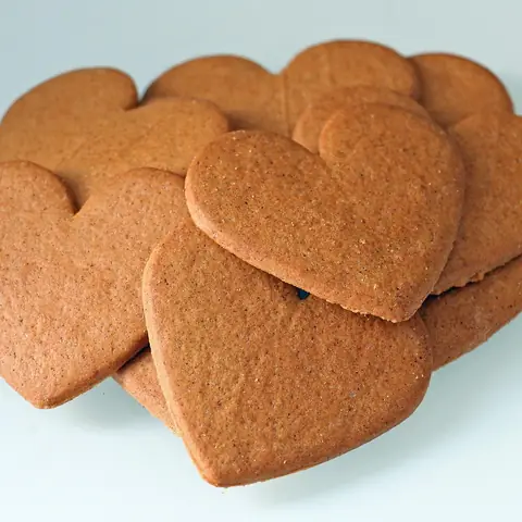 Heart-shaped ginger biscuits