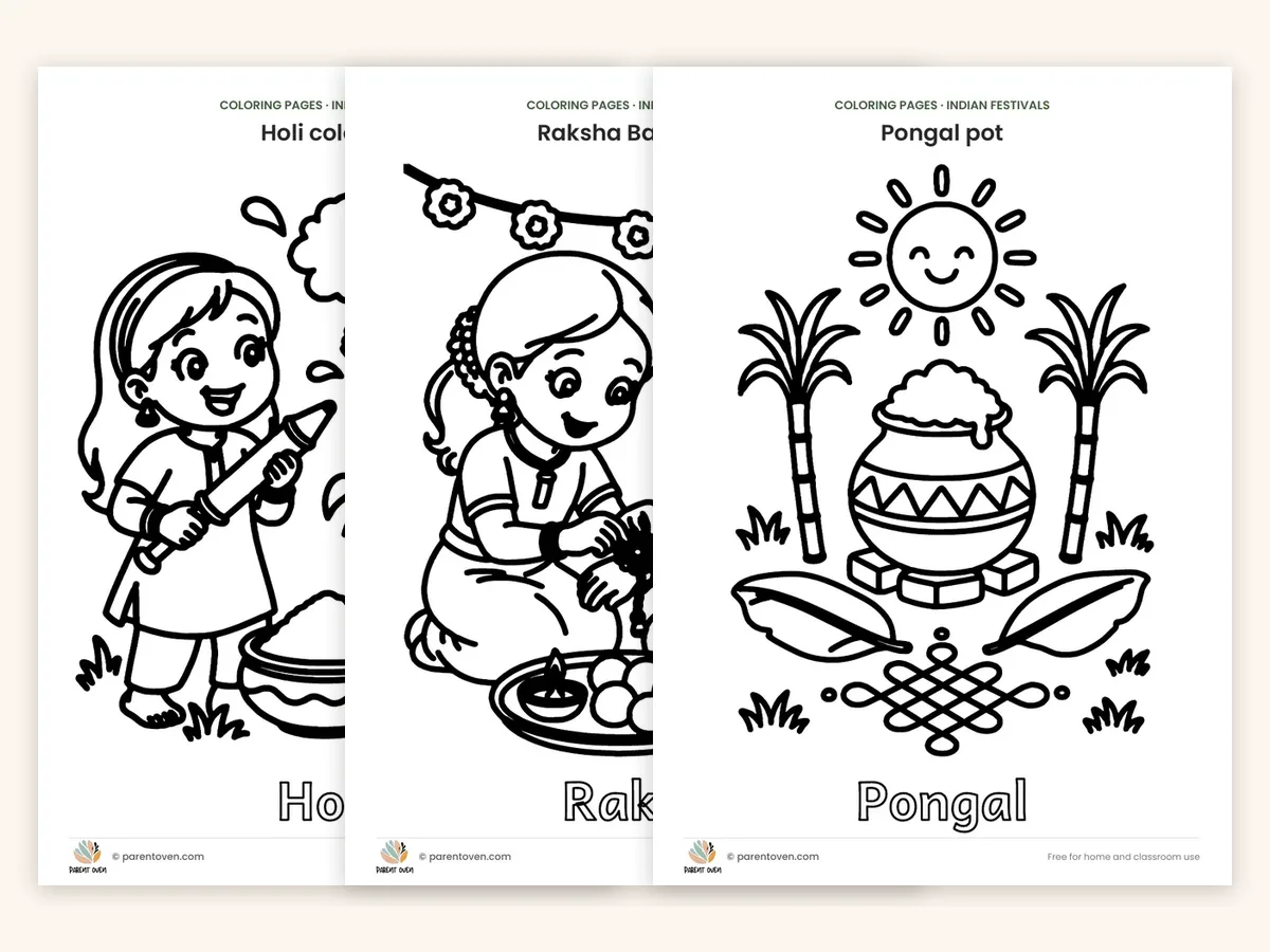 Indian Festival Coloring Pages: sample pages