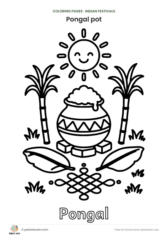 Pongal pot coloring page