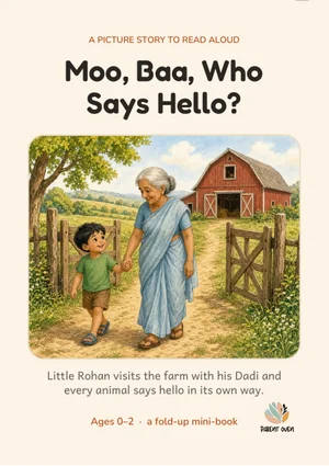 Cover of the Moo, Baa, Who Says Hello? printable foldable mini-book