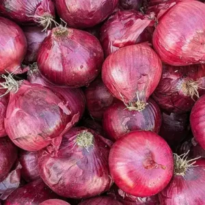 A pile of red onions