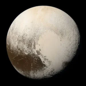 Dwarf planet Pluto with a pale heart-shaped patch