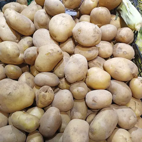 A heap of brown potatoes