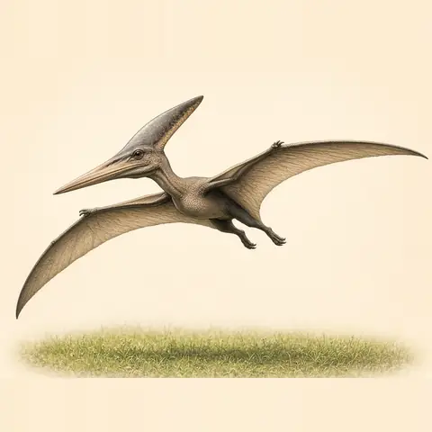 Illustration of a Pteranodon flying with wide wings