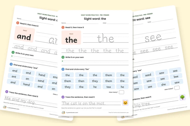 Sight word worksheets