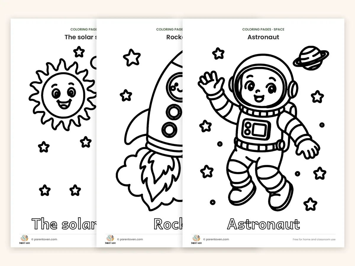 Space Coloring Pages: sample pages