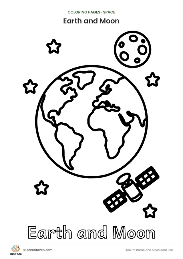 Earth and Moon coloring page