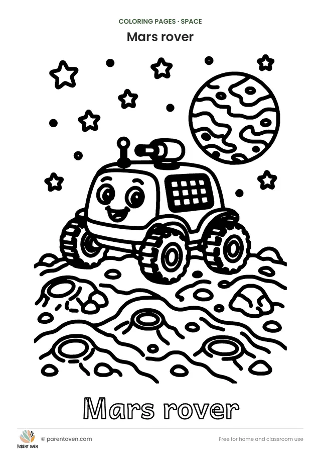 Mars rover coloring page