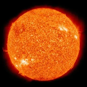 The Sun glowing orange and yellow