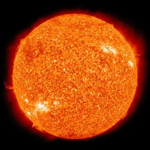 The Sun glowing orange and yellow