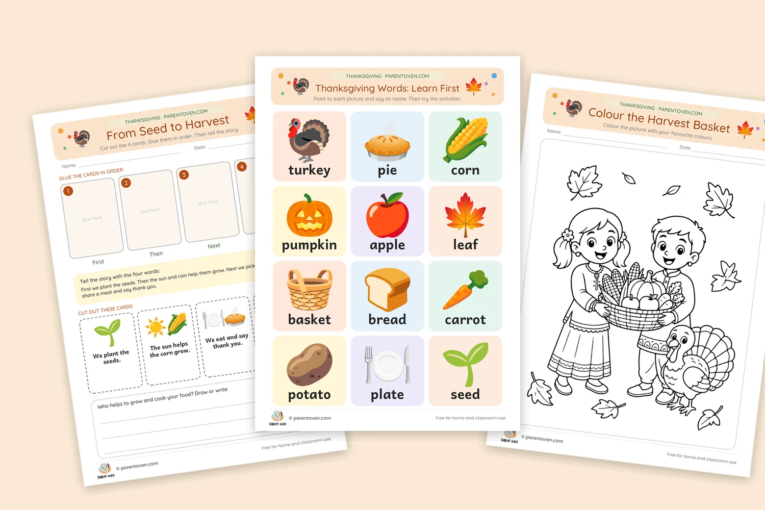 Thanksgiving worksheets for kids
