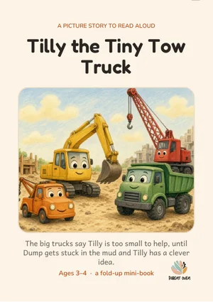 Cover of the Tilly the Tiny Tow Truck printable foldable mini-book