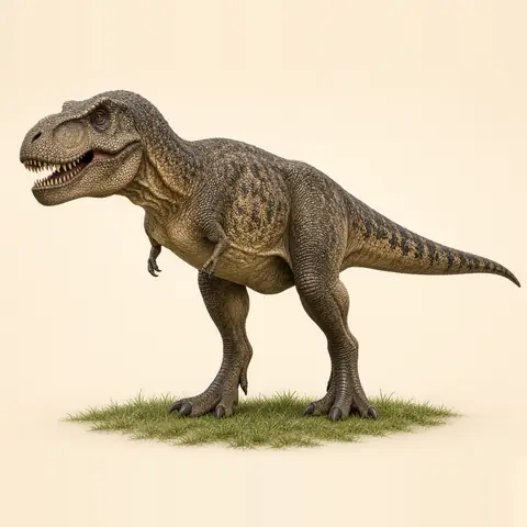 Illustration of a Tyrannosaurus rex with a big head and tiny arms