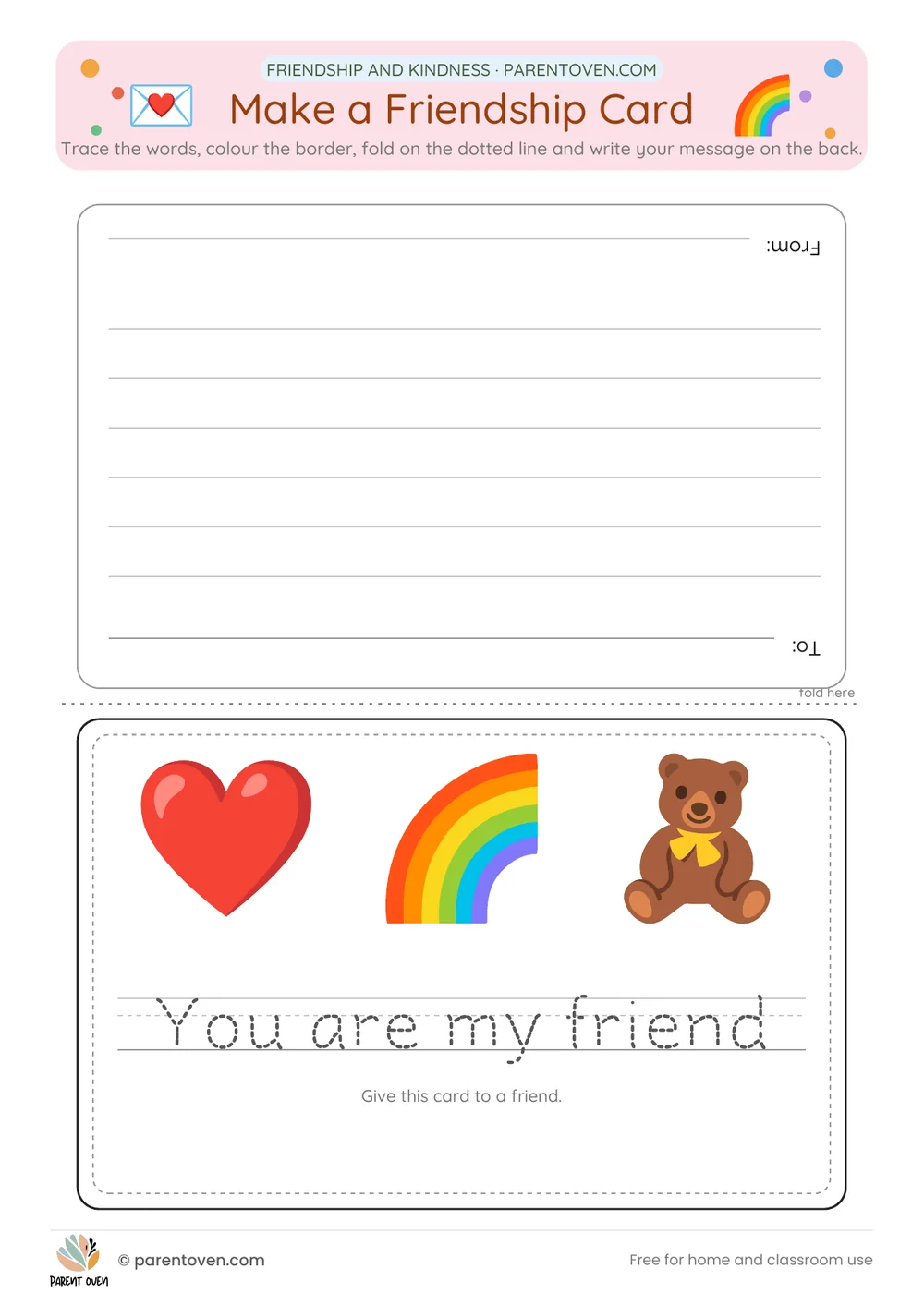Printable Valentine’s Day worksheet: Make a friendship card