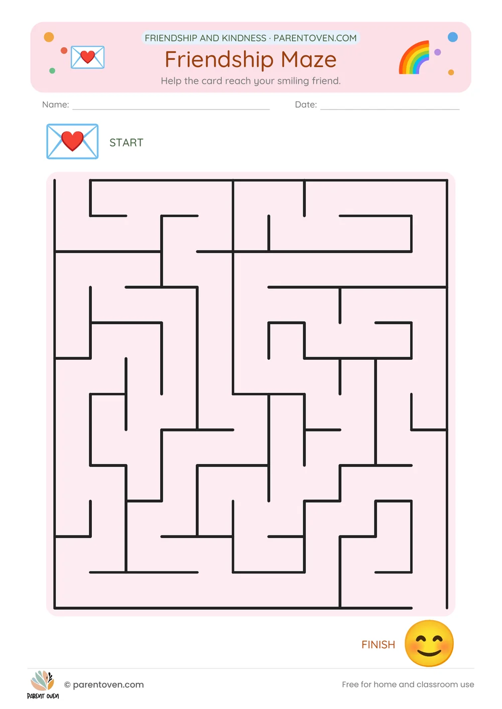 Printable Valentine’s Day worksheet: Friendship maze