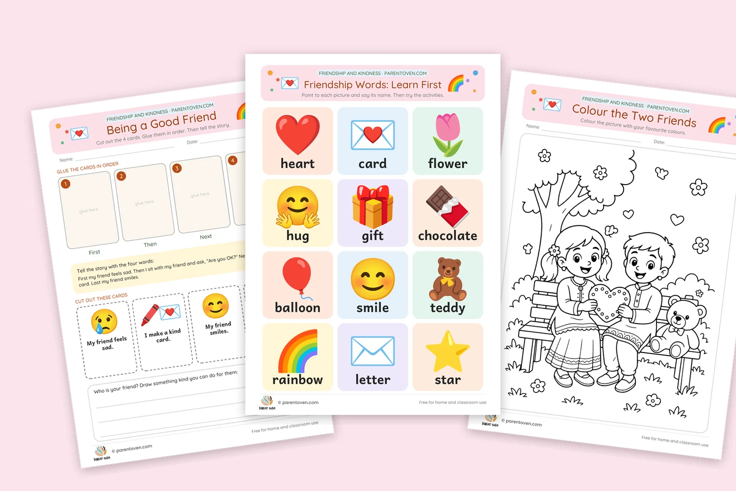 Valentine’s Day friendship worksheets for kids