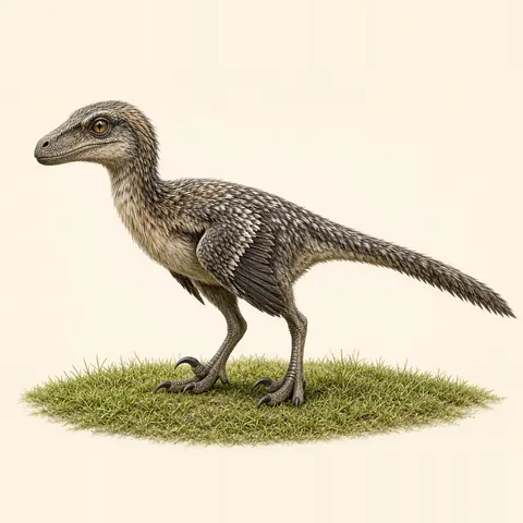Illustration of a feathered Velociraptor